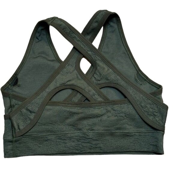 Gymshark Sz S Sports Bra Crop Top Olive Green Athletic Athleisure Sporty Gym - Picture 2 of 3